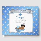 Royal Prince Blue Silver Baby Boy Fleur Pillow Gästebuch (Vorderseite)