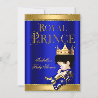 Royal Prince Boy Baby Shower Blue GOLD Einladung