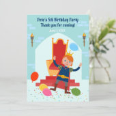 Royal Prince Boy Birthday Party Dankeskarte (Stehend Vorderseite)