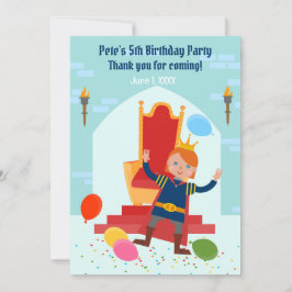 Royal Prince Boy Birthday Party Dankeskarte