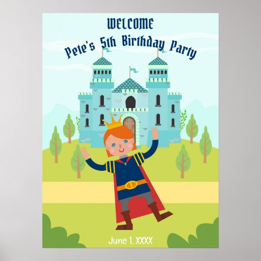 Royal Prince Boy Birthday Party Poster (Vorne)