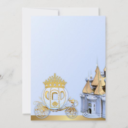 Royal Prince Castle Carriage Blue Gold Boy Einladung (Rückseite)