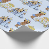 Royal Prince Castle Carriage Blue Gold Boy Geschenkpapier (Ecke)