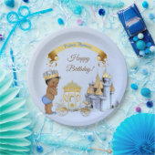 Royal Prince Castle Carriage Blue Gold Boy Pappteller (Party)