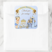 Royal Prince Castle Carriage Blue Gold Boy Quadratischer Aufkleber (Tasche)
