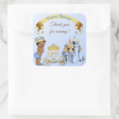 Royal Prince Castle Carriage Blue Gold Boy Quadratischer Aufkleber (Tasche)