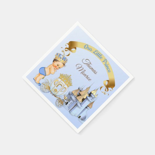 Royal Prince Castle Carriage Blue Gold Boy Serviette (Ecke)