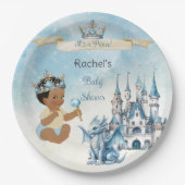Royal Prince Castle Dragon Crown Blue Gold Boy Pappteller (Vorderseite)