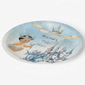 Royal Prince Castle Dragon Crown Blue Gold Boy Pappteller (Schrägansicht)