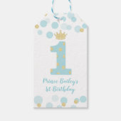 Royal Prince First Birthday Blue Gold Geschenkanhänger (Vorderseite)
