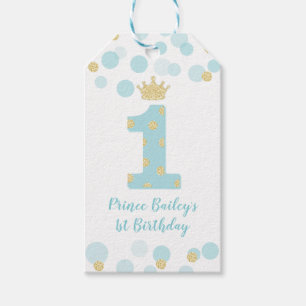 Royal Prince First Birthday Blue Gold Geschenkanhänger