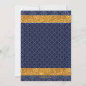 Royal Prince Navy Blue Gold White Baby Dusche Einladung (Rückseite)
