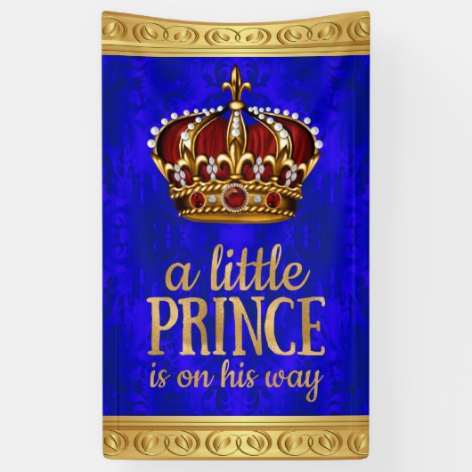 Royal Prince Red Gold Crown Boy Prince Baby Dusche Banner (Vertikal)
