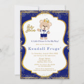 Royal Prince Teddy Bear Baby Boy Einladung (Vorderseite)