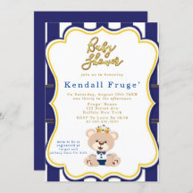 Royal Prince Teddy Bear Baby Shower Einladungen
