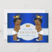 Royal Prince Twin African American Baby Dusche Einladung (Vorderseite)