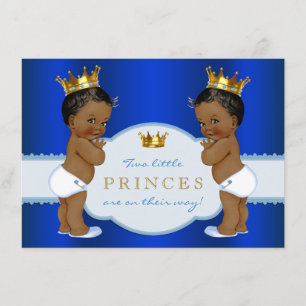 Royal Prince Twin African American Baby Dusche Einladung