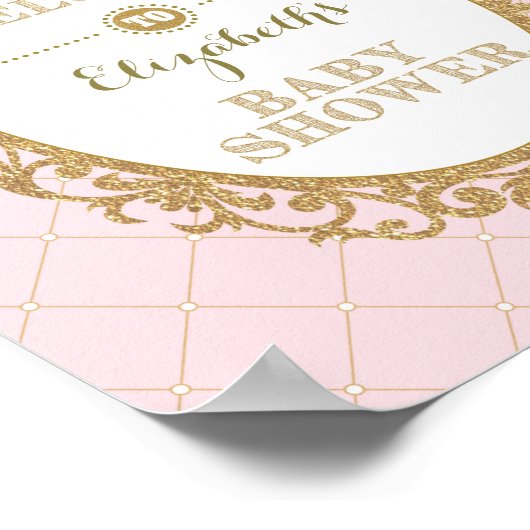 Royal Princess Baby Dusche Begrüßung Schild Pink G (Ecke)