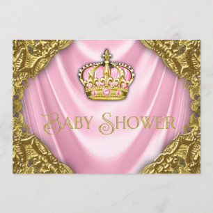 Royal Princess Baby Dusche Pink Satin und Gold Einladung