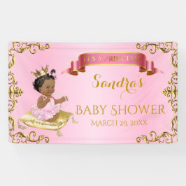 Royal Princess Baby Girl on Pillow Pink Gold Banner