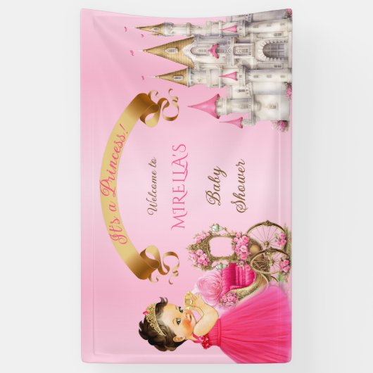 Royal Princess Baby Girl on Pillow Pink Gold Banner (Vertikal)