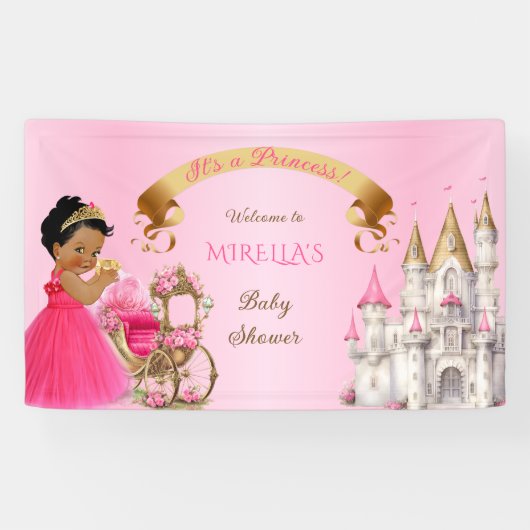 Royal Princess Baby Girl on Pillow Pink Gold Banner (Horizontal)