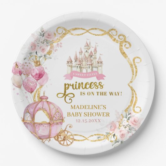 Royal Princess Baby Shower Paper Plate Pappteller (Vorderseite)