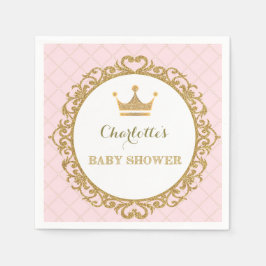 Royal Princess Baby Showpapier Napkin Pink Gold Serviette