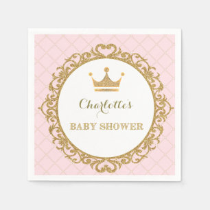 Royal Princess Baby Showpapier Napkin Pink Gold Serviette