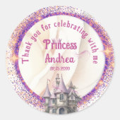 Royal Princess Birthday Party Danke Runder Aufkleber (Vorderseite)