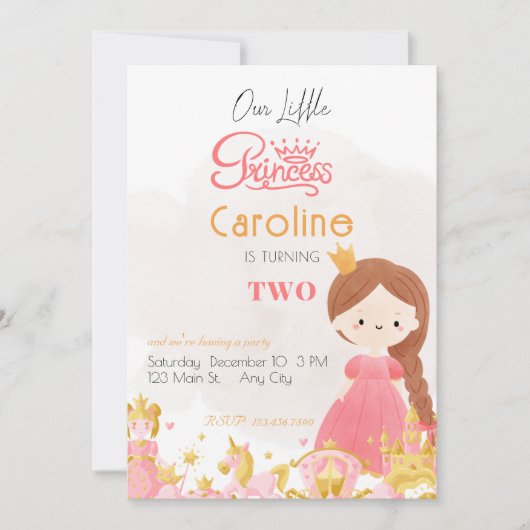 Royal Princess Birthday Party Einladung (Vorderseite)