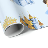 Royal Princess Castle Carriage Blue Gold Girl Geschenkpapier (Rolleneckpunkt)