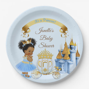 Royal Princess Castle Carriage Blue Gold Girl Pappteller