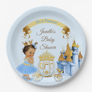 Royal Princess Castle Carriage Blue Gold Girl Pappteller