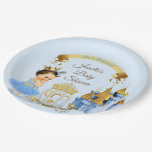 Royal Princess Castle Carriage Blue Gold Girl Pappteller (Schrägansicht)