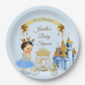 Royal Princess Castle Carriage Blue Gold Girl Pappteller (Vorderseite)
