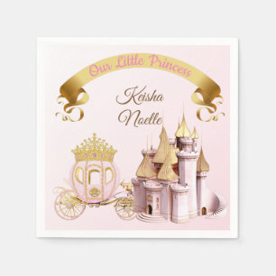 Royal Princess Castle Carriage Pink Gold Girl Serviette