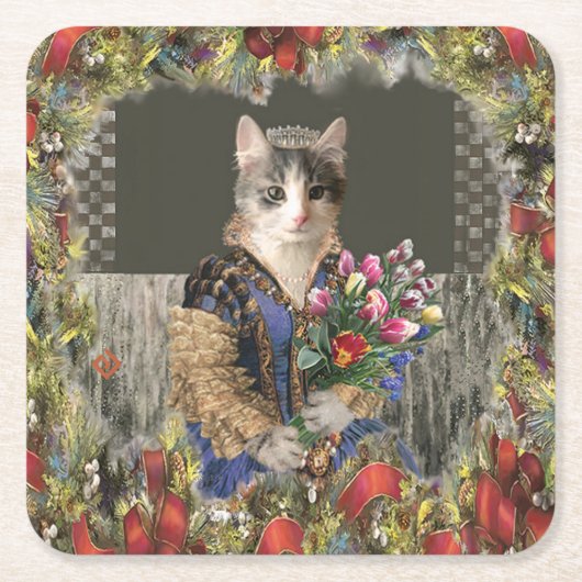 Royal Princess Cat Christmas Paper Untersetzer (Vorderseite)