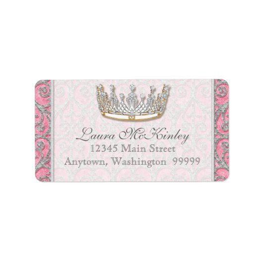 Royal Princess Crown Baby Matching Address Label Adressaufkleber (Vorne)
