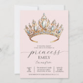 Royal Princess Crown Girl Birthday Party Einladung (Vorderseite)
