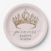 Royal Princess Crown Girl Birthday Party Pappteller (Vorderseite)