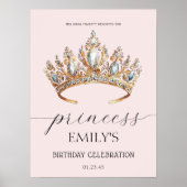 Royal Princess Crown Girl Birthday Party Poster (Vorne)