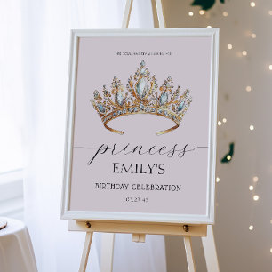 Royal Princess Crown Girl Birthday Party Poster