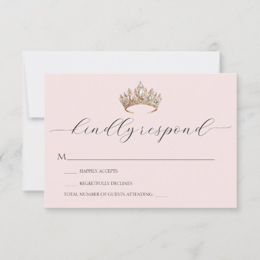 Royal Princess Crown Girl Birthday Party RSVP Karte (Vorderseite)