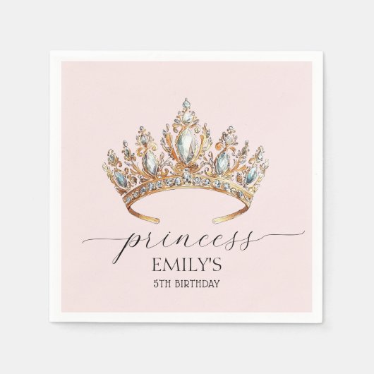 Royal Princess Crown Girl Birthday Party Serviette (Vorderseite)