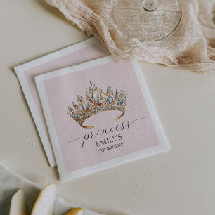 Royal Princess Crown Girl Birthday Party Serviette