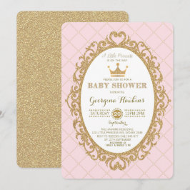 Royal Princess Crown Pink Gold Baby Dusche Einladu Einladung