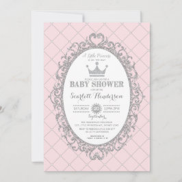 Royal Princess Crown Pink Silver Baby Dusche Einladung