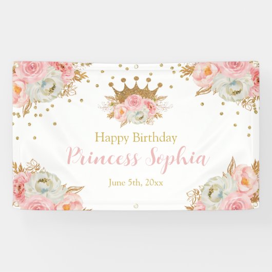 Royal Princess Floral pink banner backdrop (Horizontal)