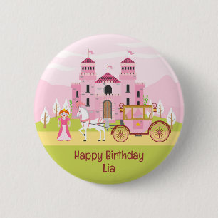 Royal Princess Girl Birthday Party Button